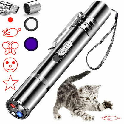 USB Rechargeable Laser Cat Teaser Stick - Multi-Functional Pet Toy