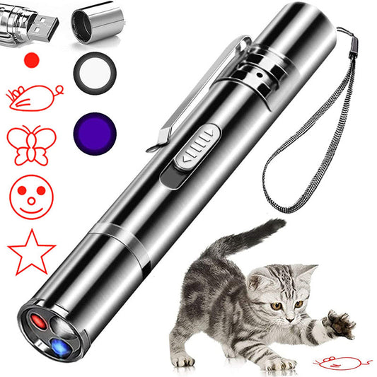 USB Rechargeable Laser Cat Teaser Stick - Multi-Functional Pet Toy