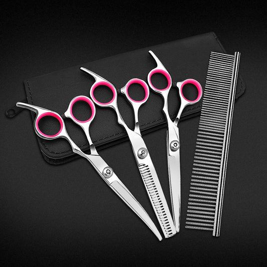 Stainless Steel Dog Grooming Scissors Set - Pink/Blue